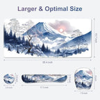 4 in 1 Large Mouse Pad, Keyboard Wrist Rest Set, Ergonomic Mouse Pad with Wrist Support, Desk Mat with Stitched Edges Extended Desk Pad Waterproof Desk Mat for Home Office Game I Snowy Mountain Sun - Image 6