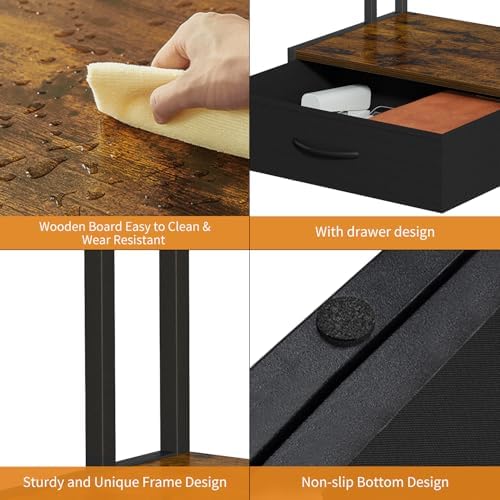 Printer Stand with Storage for Desk, with Fabric Drawer Desktop Printer Stand Shelf Organzier for Home Office, for Above and Under Desk Printer Table, Fax Machine Copier Scanner, Brown - Image 7