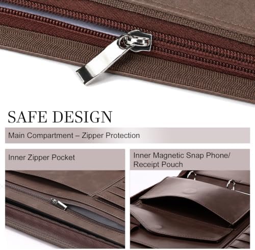 Leathario Portfolio Binder, Padfolio Organizer, 3 Ring Binder with Zipper - Image 5