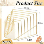 2 Pcs 2 Pcs Wire File Sorter Desk 7 Section Organizer, Golden - Image 3