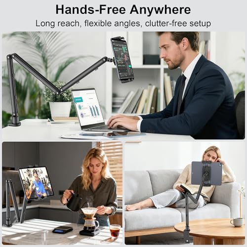 Portable Monitor Stand 15.6", Heavy Duty Tablet Arm Mount with Desk Clamp - Image 4