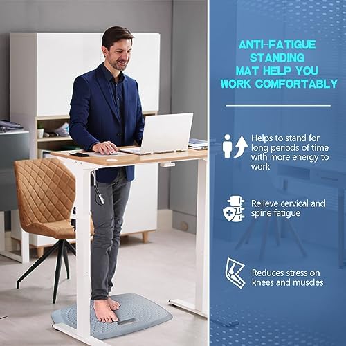 3/4 inch Anti Fatigue Standing Desk Mat, Portable Small Standing Pad with Handle, Waterproof Kitchen Floor Mat with Massage Points, Multi-Purpose Comfort Floor Mat (Denim, 17" x 22") - Image 2