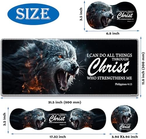 4 in 1 Mouse Pad Combo, Large Gaming Mouse Pad + Keyboard Wrist Support + Mouse Wrist Rest + Coaster, Table Pad 31.5 "x 11.8" with Memory Foam Ergonomic Wrist Pad Set, Ferocious Wolf - Image 6