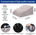 Foot Rest for Under Desk at Work, Ergonomic Under Desk Footrest with Washable Cover for Office, Home & Gaming Leg Elevation Pillow Light Gray - Image 2