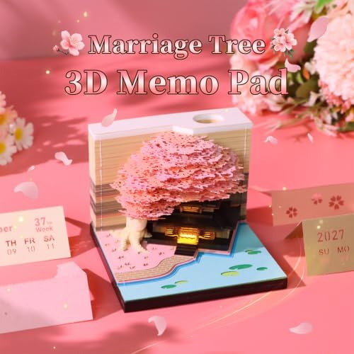 3D Time Piece Calendar, 2027 Desk Calendar With LED Light, 3d Tree Memo Pad Creative Desk Calendar, Christmas Gift for Colleague Friend, Desktop Decoration - Image 2