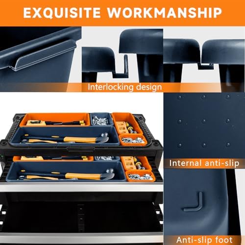 Tool Box Organizer Tray, 60 PCS & 5 Sizes, Blue and Orange - Image 5