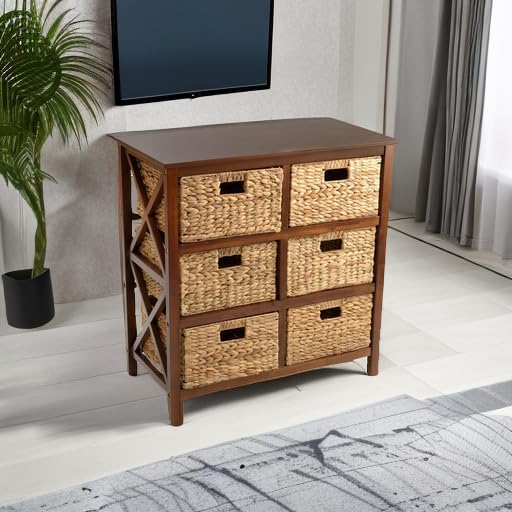 eHemco 3 Tier X-Side End Storage Cabinet, Walnut - Image 5