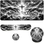 Dark Faith Desk Mat Set Lightning Cross Energy Power Storm Mouse Pad with Wrist Rest 4in1 Desk Mat for Desktop Ergonomic Keyboard Wrist Support Anti-Slip Computer Mouse Pad Home Office Gaming by Unknown