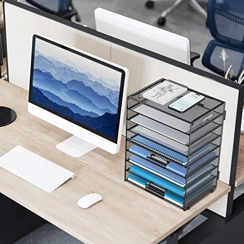9-Tier Paper Organizer for Desk, Letter Tray with Handles, Black, 2 Pack - Image 2