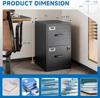 BYNSOE 2 Drawer File Cabinet with Lock Vertical Filing Storage Cabinet Office Home Steel Vertical File Cabinets for Letter Size File Cabinet Locked,Assembly Required - Image 3