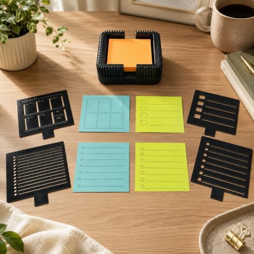 Sticky Note Holder with Checklist Stencils, Desk Organizer，Sky Blue - Image 2