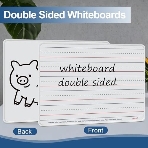 Dry Erase Boards, 6 Pack 9”x12” Magnetic Double Sided Portable Personal Small Whiteboards with Lines, Include 6 Markers, 6 Erasers, 6 X 52 Foam Letters for Kids, Students, Teachers Classroom School - Image 2