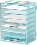 9-Tier Paper Organizer for Desk, Letter Tray with Handles, Blue, 2 Pack by DALTACK