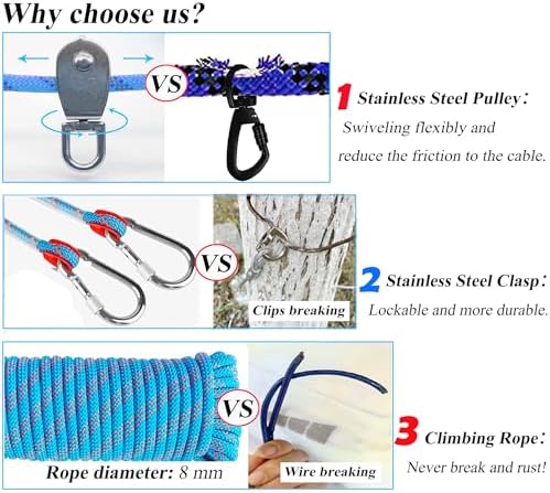 Dog Tie Out Cable for Camping, Dog Trolley System and 4ft Bungee Leash - Image 4