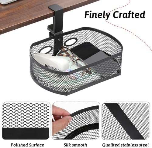 Under Desk Storage Drawer Organizer, Clamp on Under Table Shelf Hanging Desk Mount Tray Attachable Drawer Basket for Home Office Desktop Clutter Management Space Saving - Image 3