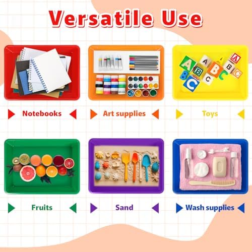 gisgfim 12 Pack Letter Size Stackable Paper Trays for Classroom, Rainbow - Image 6