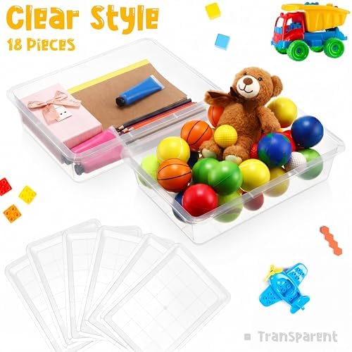 Hoteam 36 Pcs Flat Storage Organizer Bins Paper Tray Classroom,Transparent - Image 4
