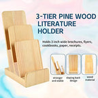 2 Pieces 3-Tier Pine Wood Literature Holder pamphlet display stand Trifold Brochure Organizer Flyer Holder Postcard Display and Countertop Wooden Display Stand Book Display for Magazine Pamphlet - Image 3