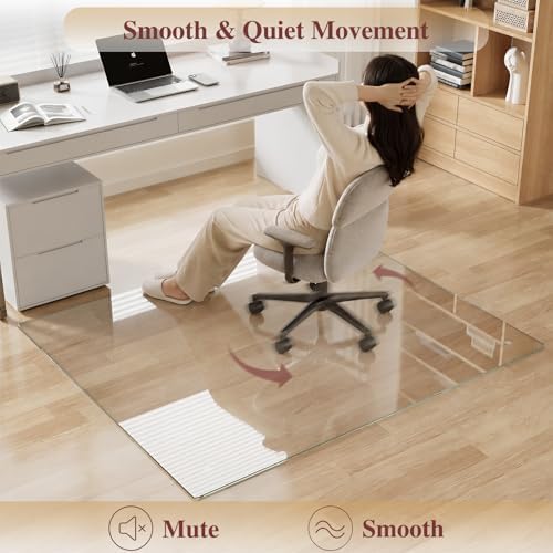 Tempered Glass Chair Mat for Carpet, 40"x60" Clear Floor Mat - Image 4