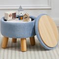 Small Foot Stool Ottoman with Storage, Soft Faux Fur Ottoman Foot Rest for Couch, Round Footstool with Storage, Small Ottomans and Footstools for Living Room and Entryway (Light Blue) by FIMIVIBI