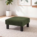 Joveco Small Foot Rest Stool Ottoman, 3D Velvet Square Upholstered Footstool for Chair, Under Desk, Office, Living Room, Deep Green by Joveco