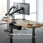 Vari Cable Management Tray - Under Desk Cord & Wire Organizer - Ideal for Home Office Sit Stand Desks - Fits Adjustable Electric Standing Desk 48x30, 60x30, 60x24, 72x30 - Easy Assembly (Black) - Image 5