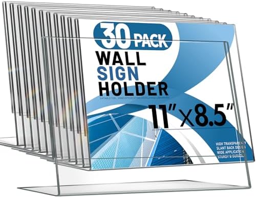Aheroi Acrylic Sign Holder 8.5x11, Plastic Sign Holder Standing Bulk 30Pcs by Aheroi