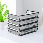 SETTFRFE 4 Tier Metal Letter Tray Desk Organizer-Stackable Paper Tray,Black (Pack of 2) - Image 4