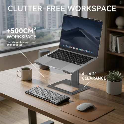 SOUNDANCE Adjustable Laptop Stand, Aluminum Riser, 10-17.3", Grey - Image 6