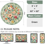 DUKINO 5ft Round Rug, Non Slip Floral Washable Small Circle Rug, Green - Image 2