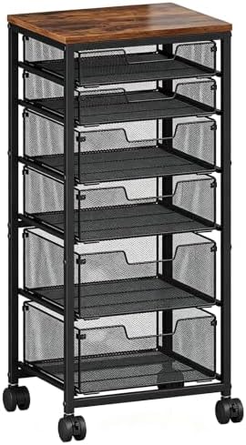 Rolling Storage Cart with 6 Drawers, Craft Cart with Lockable Wheels by Aokitsink