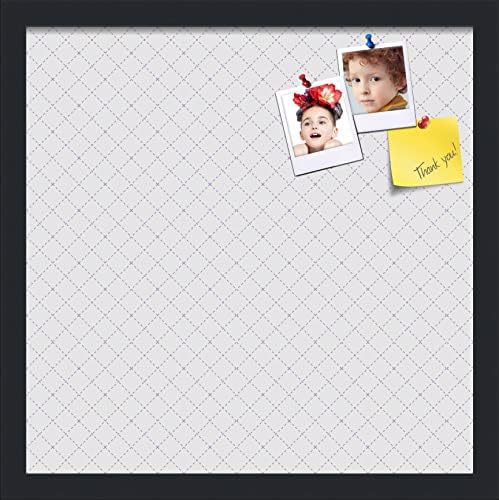 PinPix 17x17 inch Cork Bulletin Board. This Decorative Framed Pin Board Comes with Diamond Pattern in Light Grey Design and Satin Black. Ideal for Home, Office Decor or School (PinPix-524) by PinPixBulletinBoards
