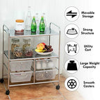 Giantex Rolling Storage Cart w/ 4 Drawers 2 Shelves Metal Rack Shelf Home Office School Beauty Salon Utility Organizer Cart with Wheels (White) - Image 5