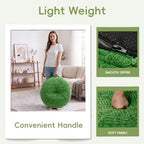 Hobestluk Stuffed Pouf Ottoman Footrest,Round Footstool,Large,Grass Green - Image 3