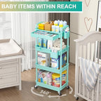 Goovilla 4 Tier Rolling Utility Cart Organizer with Removable Drawer, Blue - Image 6