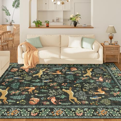 DUKINO 5x7 Area Rugs, Washable Animal Rug for Living Room Non Slip, Black - Image 3
