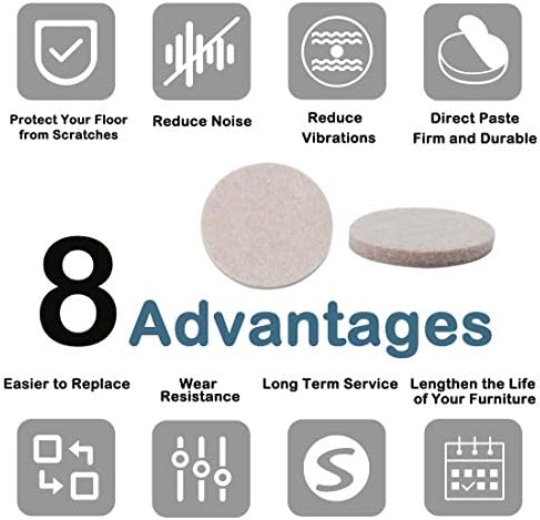 uxcell 36pcs Furniture Pads Round 1 1/4" Self-Stick Non-Slip Anti-Scratch Felt Pads Cabinet Closet Feet Floor Protector Beige (Pack of 2) - Image 6