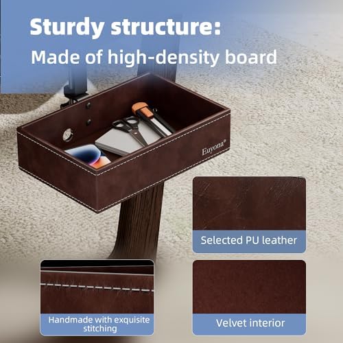 Under Desk Drawer, Clamp on Desk Organizer Hanging Desk Storage PU Leather - Image 5