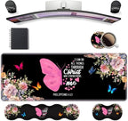 Ergonomic Keyboard Wrist Rest & Mouse Pad Wrist Rest Set, Butterfly Quote Bible Verse Philippians 4-13 Large XXL Gaming Desk Mat 31.5"x 11.8" with Non-Slip Base, Memory Foam for Home Office Study Game by Unknown