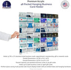 Marketing Holders Wall Business Card Holder with Hanging Hardware for 3.5" x 2" Contact Cards Trade Show Expos Real Estate Retail Stores 48 Pocket Clear Acrylic - Image 2