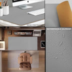 Vyaaa Cork & Leather Desk Mat, 43.3“ x 19.7” Dual Sided Leather Desk Pad, Waterproof Extra Large Desk Mat, Desk Mats on top of Desks for Home or Office (Grey) - Image 3
