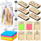 Kosiz 31 Pcs Back to School Teacher Gifts Bulk, Including 6 Thank You Wood Chalkboard Erasers with Markers 6 Note Sticky 6 Wooden Note Holder Measuring Tape for First Day of School Classroom Favor by Kosiz