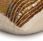 The HomeCentric Decorative Gold & Brown 12"x24" (30x60 cm) Lumbar Pillow Cover, Linen Beaded, Sequins & Embroidery Oblong Pillow, Abstract Pattern Modern Style - Casting A Glow - Image 2