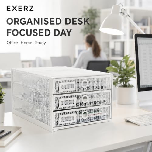 Exerz Paper Sorter 3 Drawer Wire Mesh A4 / Desk Multifunctional Desk Organiser/Multi-Layer Letter Tray - for Documents, Magazines, Notebooks and Letter (White) - Image 5