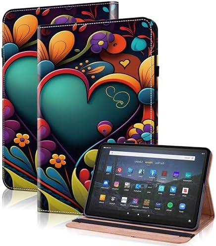 Case for Kindle Fire HD 10 & 10 Plus Tablet (13th/11th Generation, 2023/2021 Release) 10.1" - PU Leather Flip Case with Elastic Band & Card Slots/Holder, Multi-Angle Stand Cover - Watercolor by TUOLISG