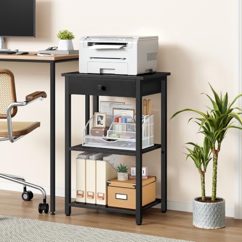 Gewudraw 3-Tier Printer Table for Home Office, Living Room, Bedroom, Black - Image 3