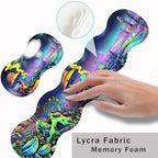 Keyboard Wrist Rest and Mouse Pad with Wrist Support Set Ergonomic Coaster,Memory Foam,Easy Typing Pain Relief,Large XL Desk Mat 31.5"x 11.8",Alien by Psychedelic Mushroom - Image 5