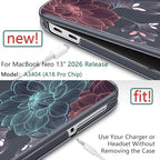 DONGKE Compatible with MacBook Neo 13 Inch Case 2026 A3404 A18 Pro chip & Touch ID, Plastic Hard Shell with Keyboard Cover, Screen Protector & Dust Plugs, Dahlia Flowers - Image 3