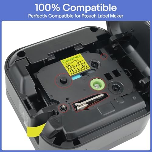 GREENCYCLE 10 Pack Compatible for TZe-641 TZe641 TZ641 TZ-641 Laminated AZE Label Tape 18mm 0.7 Inch 3/4" Black on Yellow for Ptouch PTD400, PTD400AD, PTD450, PTD600, PTP700, PTP710BT - Image 2