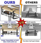 Under Desk Cable Management Tray No Drill Steel Rack Black - Image 2